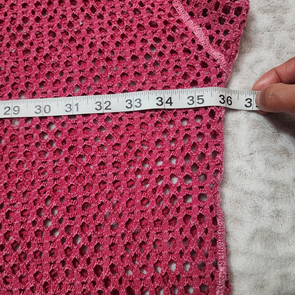 We the Free/Free People Napa Tee/Cover-Up Open Knit Crochet Oversized Sz L Pink - Picture 11 of 14